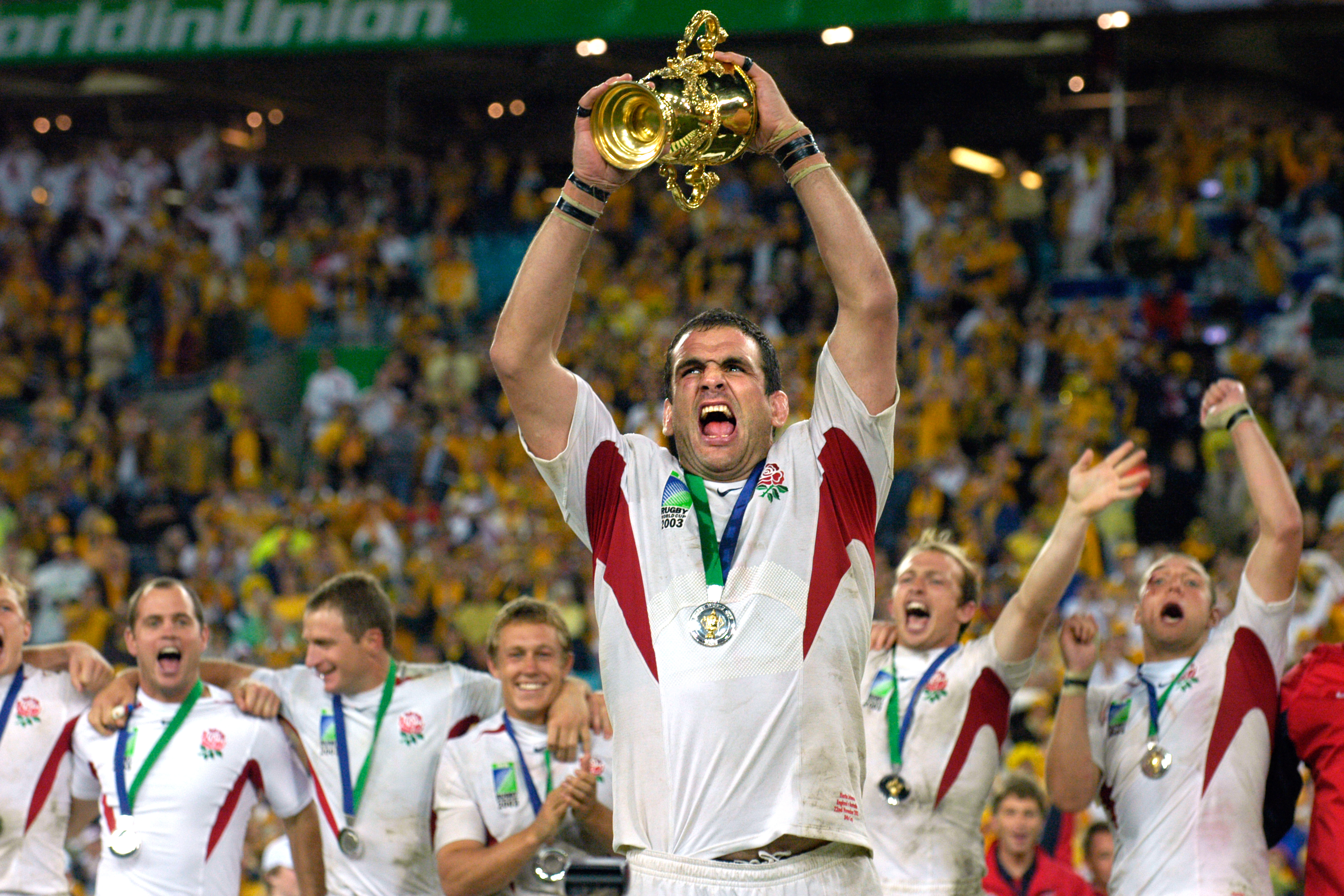 England 2003 Rugby Union World Cup Final Picture Martin Johnson Jonny Wilkinson 