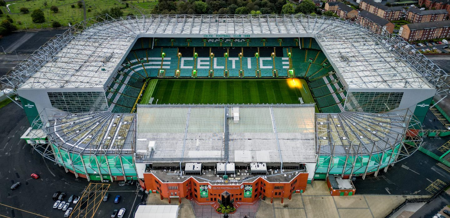 Celtic Stadium of FC Celtic Glasgow - aerial view