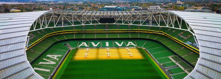 Aviva Stadium Dublin - a stunning aerial view of a modern stadium - DUBLIN, IRELAND - OCTOBER 13, 2024