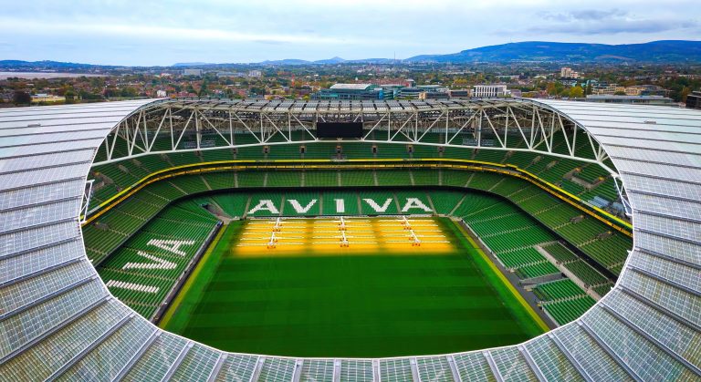 Aviva Stadium Dublin - a stunning aerial view of a modern stadium - DUBLIN, IRELAND - OCTOBER 13, 2024