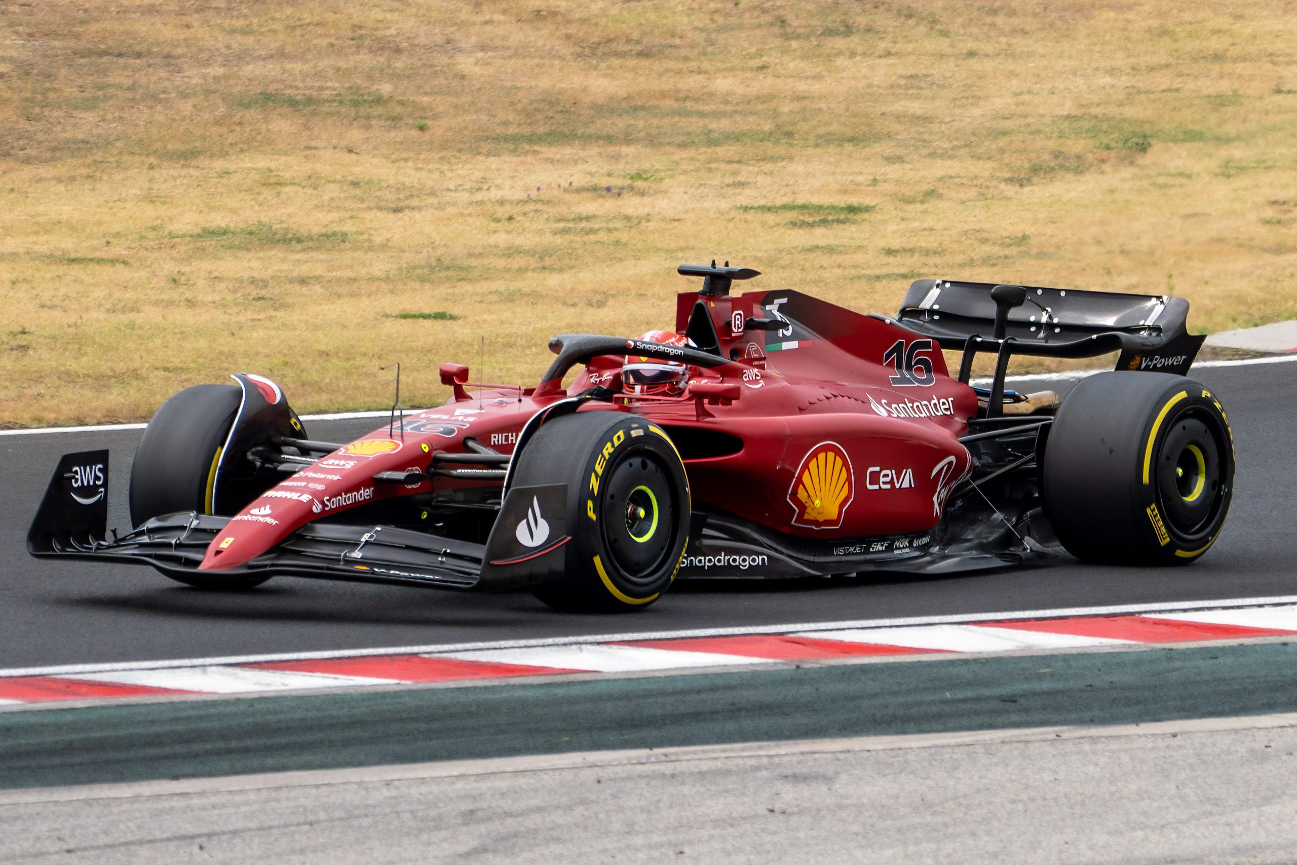2022 Formula 1 Car at the Hungarian Grand Prix Race - Ferrari - Charles LeClerc- Race Day - Tight