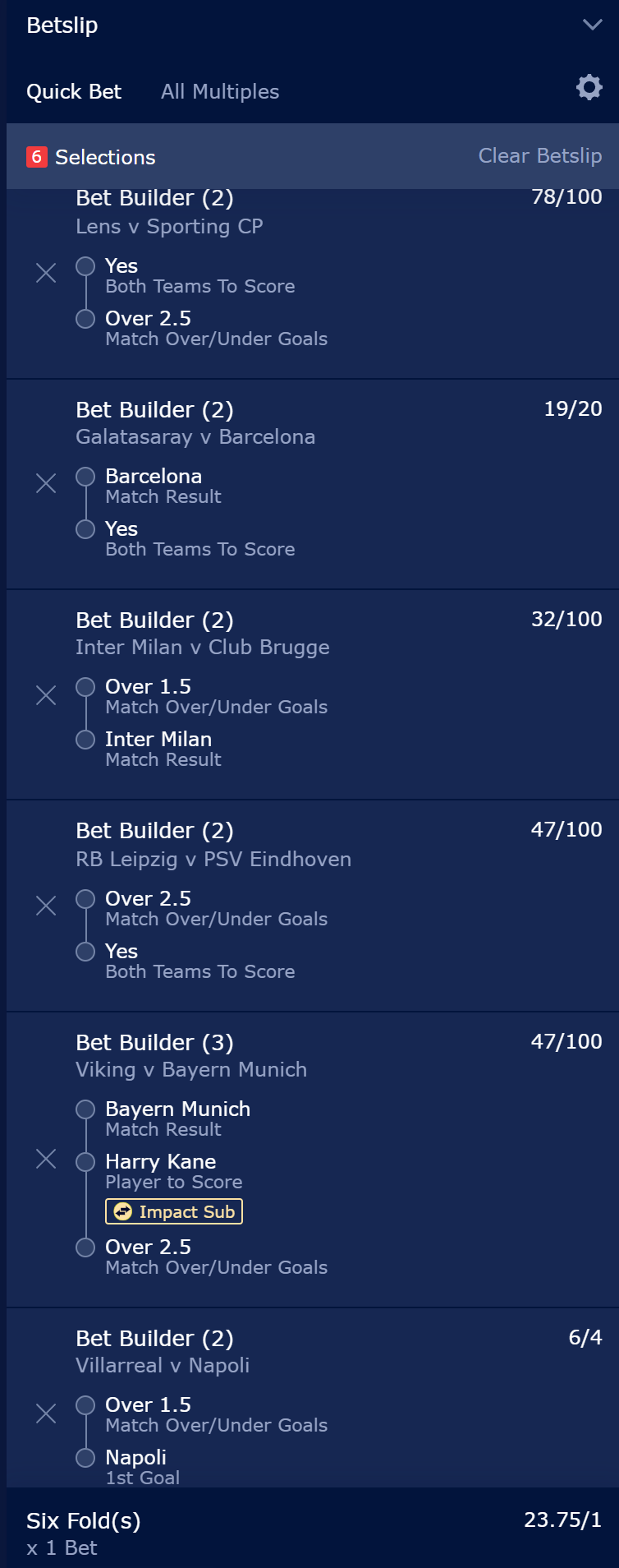 Champions League Bet Builder